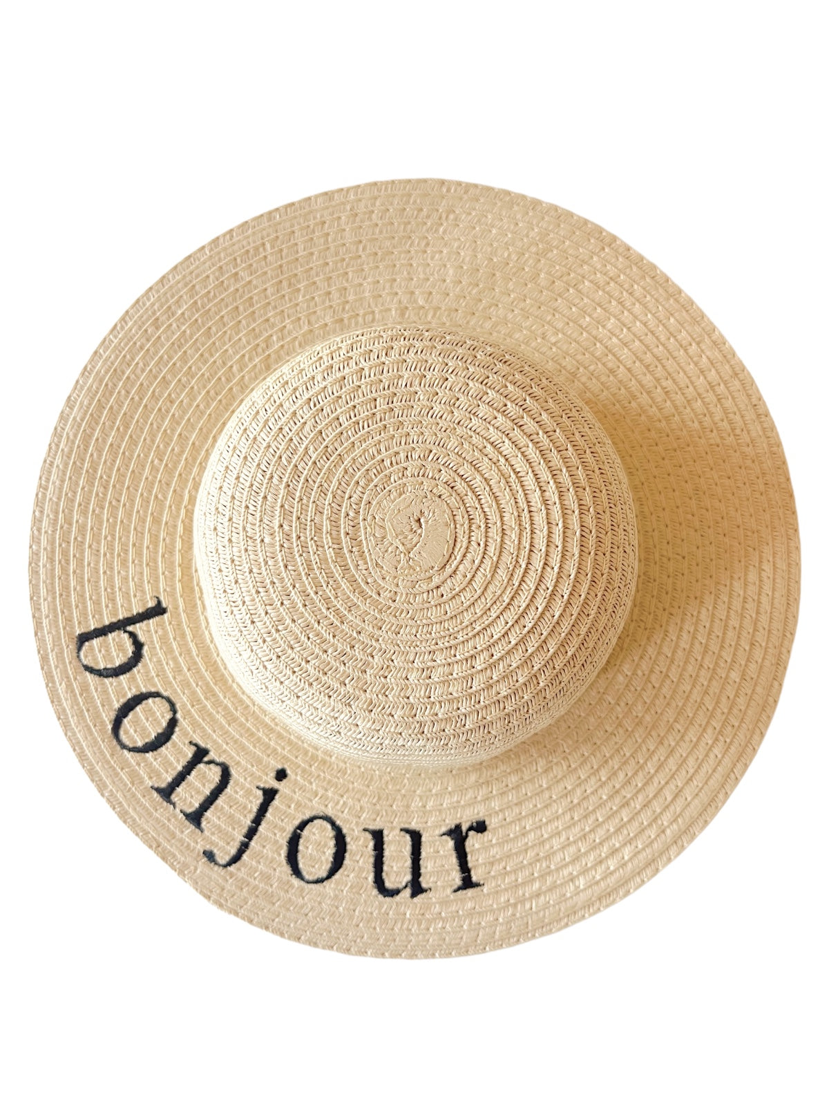 Wide Brim Woven Sunhat, Bonjour
