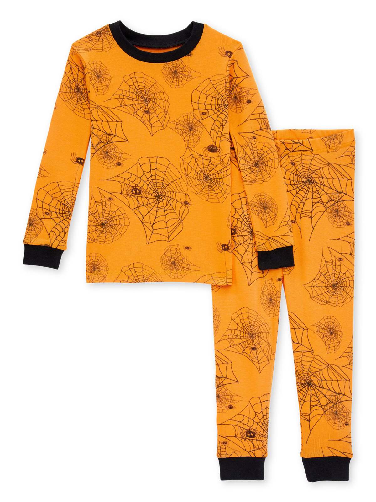 Organic 2-Piece Pajama Set, Orange Spider Webs