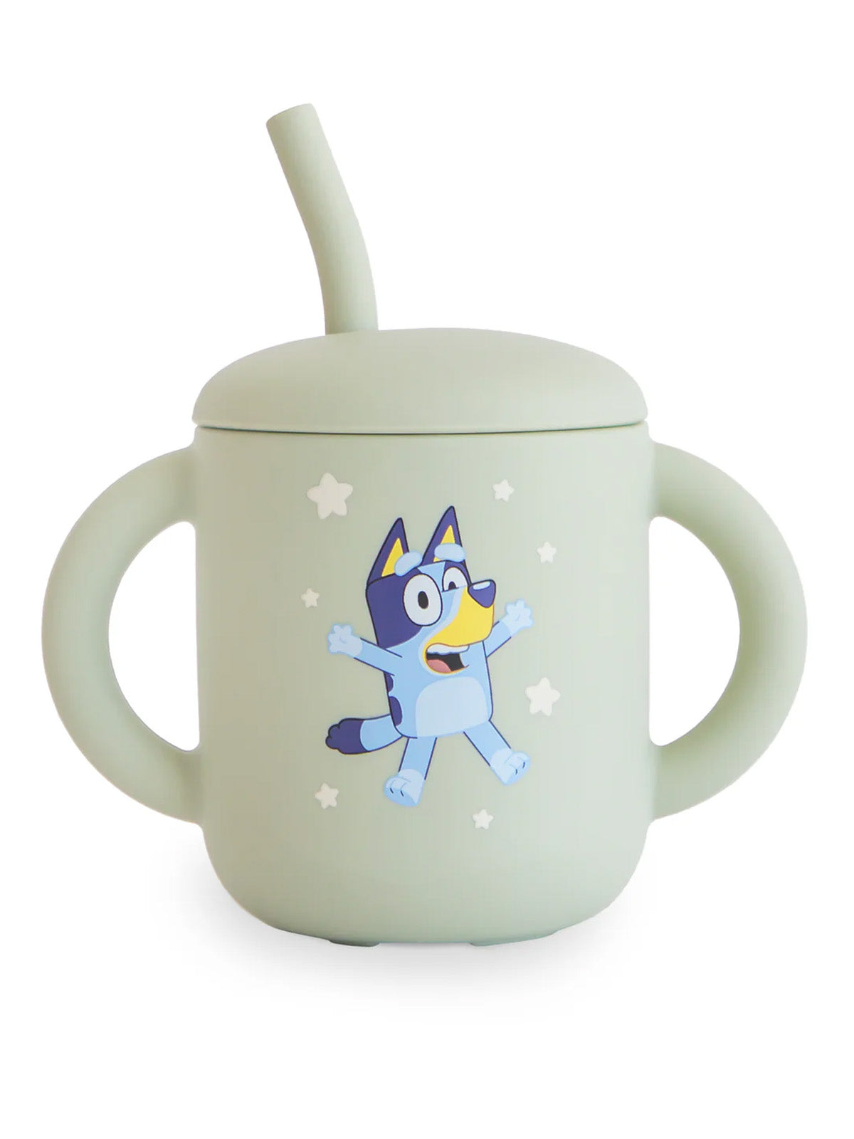 Silicone Training Cup with Straw, Bluey Sage