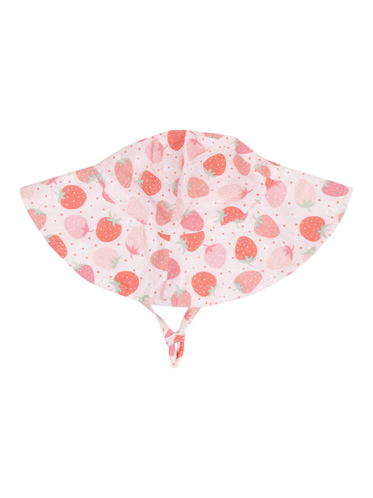 Muslin Wide Brim Sunhat, Strawberry Bliss